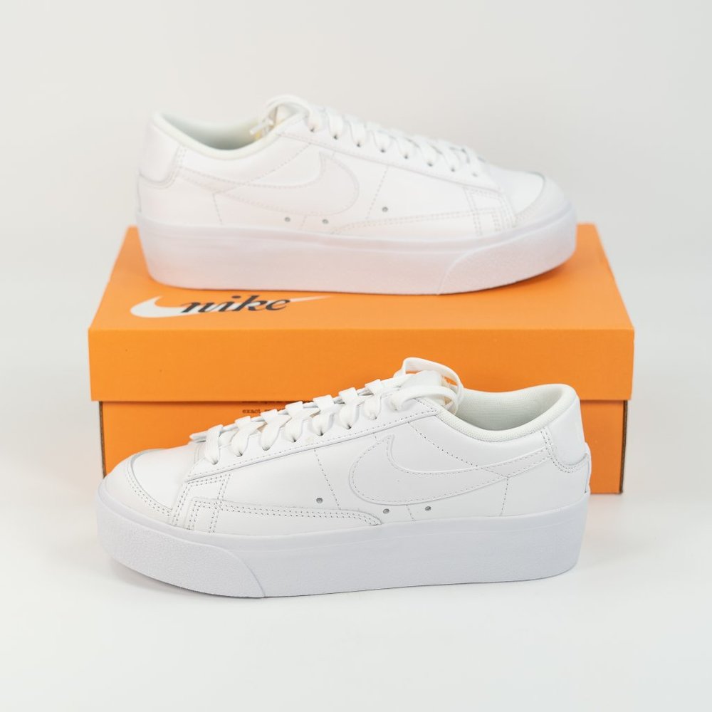 Nike Women's Blazer Low Platform 'Triple White' DJ0292-100 Leather 2021 6 - 12 - Picture 10 of 10